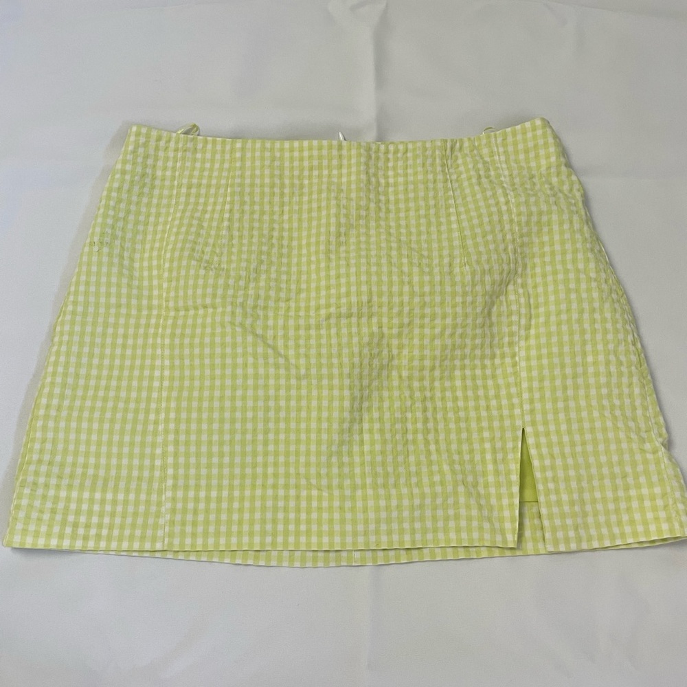 Nwot Lime green zara mini skirt plaid Size S-M